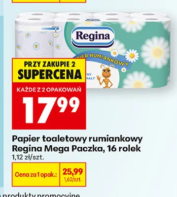 Papier toaletowy rumiankowy Regina Mega Paczka promocja w Biedronka