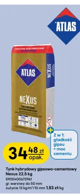 Tynk hybrydowy gipsowo-cementowy Nexus Atlas promocja w Castorama