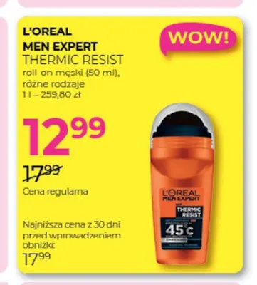 Roll-on męski Men Expert Thermic Resist L'Oreal promocja w Drogerie Jawa