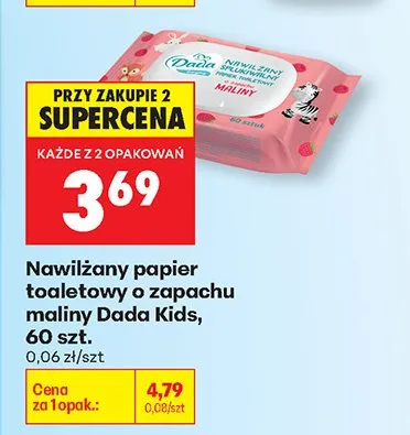 Nawilżany papier toaletowy o zapachu maliny promocja w Biedronka