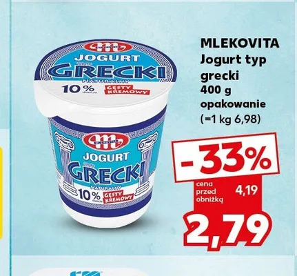Jogurt typ grecki Mlekovita promocja w Kaufland