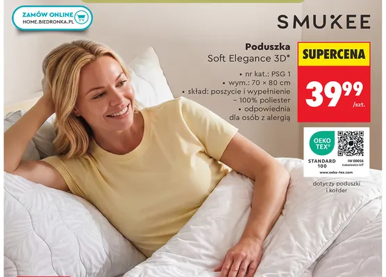 Poduszka Smukee Soft Elegance 3D 70x80 cm promocja w Biedronka