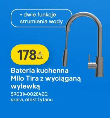 Bateria kuchenna Milo Tira z wyciąganą wylewką promocja w Castorama