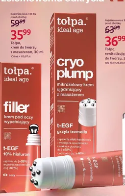 Krem do twarzy z masażerem Tołpa ideal age cryo plump promocja w Rossmann