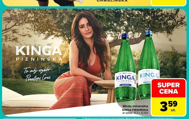 Woda mineralna niegazowana Kinga Pienińska w szkle promocja w Carrefour