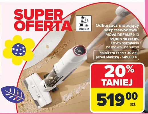 Odkurzacz mopujący bezprzewodowy DREAME K10 promocja w Carrefour