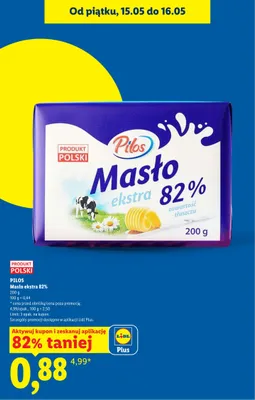 Masło ekstra 82% Pilos promocja w Lidl