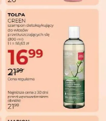 Szampon detoksykujący do włosów przetłuszczających się Tołpa Green promocja w Drogerie Jawa