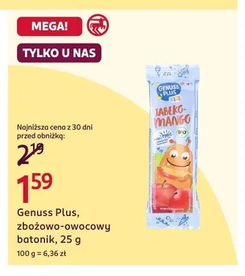 Zbożowo-owocowy batonik Genuss Plus 25g promocja w Rossmann