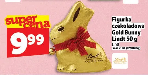 Figurka czekoladowa Gold Bunny Lindt promocja w TOPAZ
