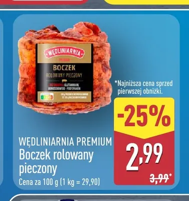 Boczek rolowany pieczony Wędliniarnia Premium promocja w Aldi