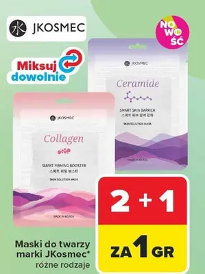 Maski do twarzy JKosmec różne rodzaje promocja w Carrefour Market