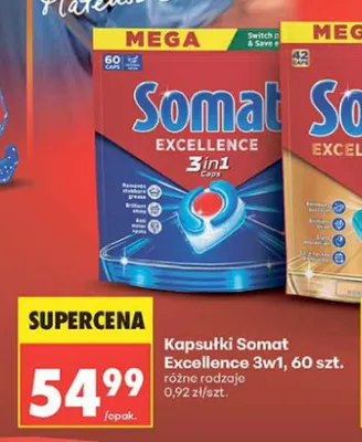 Kapsułki do zmywarki Somat Excellence 3w1 promocja w Biedronka