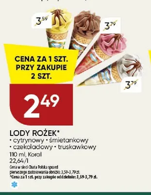 Lody rożek Koral truskawkowy promocja w Chata Polska