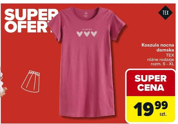 Koszula nocna damska Tex różne rodzaje promocja w Carrefour