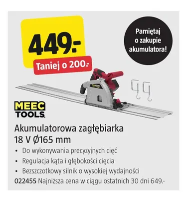 Akumulatorowa zagłębiarka Ø165 mm Meec Tools promocja w Jula