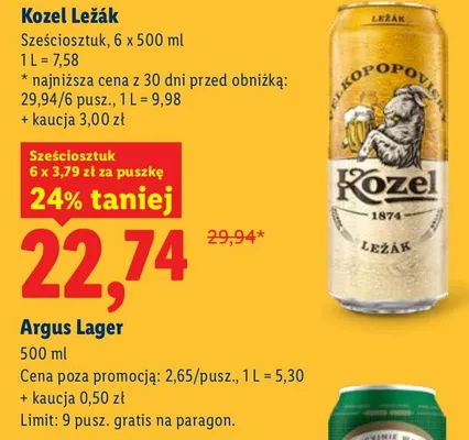 Piwo Kozel Leżak promocja w Lidl