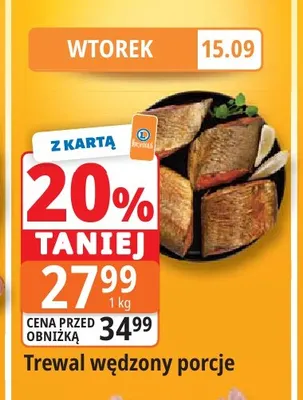 Trewal wędzony porcje promocja w Leclerc