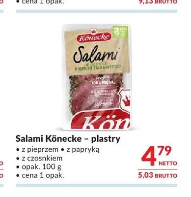 Salami Könecke z czosnkiem plastry promocja w Makro