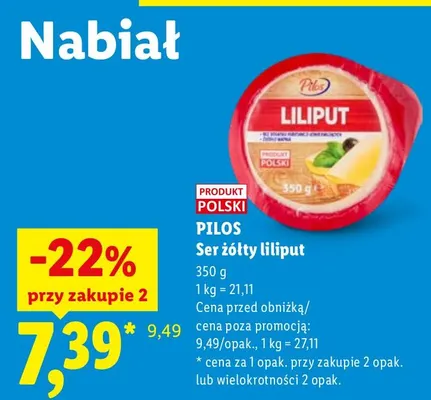 Ser żółty liliput Pilos promocja w Lidl