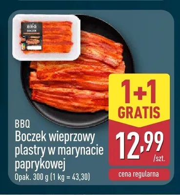 Boczek wieprzowy plastry w marynacie paprykowej BBQ promocja w Aldi