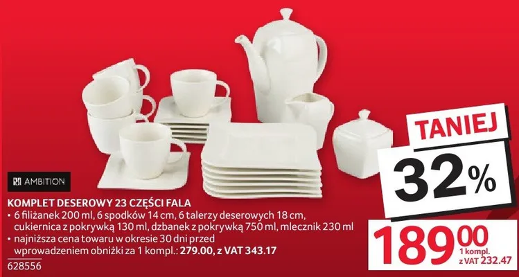 Komplet deserowy AMBITION 23 części FALA promocja w Selgros