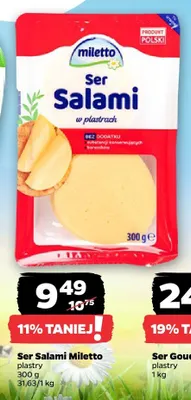 Ser Salami Miletto plastry promocja w Netto