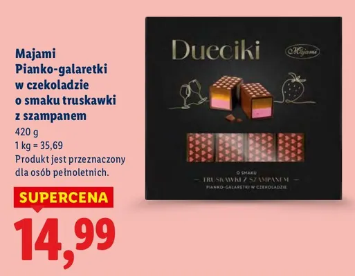 Pianko-galaretki o smaku truskawki z szampanem Dueciki  promocja w Lidl