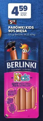 Parówki Berlinki Kids 90% mięsa promocja w Stokrotka