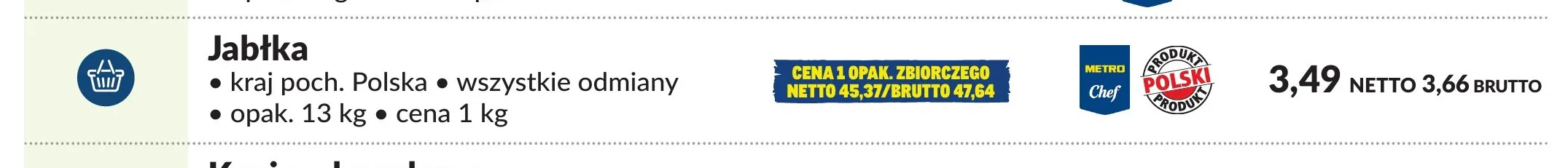 Jabłka polskie Metro Chef promocja w Makro