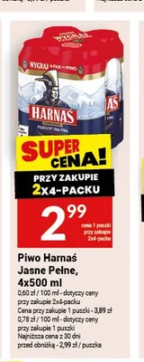Piwo Harnaś Jasne Pełne 4-pak 500 ml promocja w Twój Market