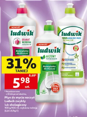 Płyn do mycia naczyń Ludwik zwykły miętowy promocja w Auchan