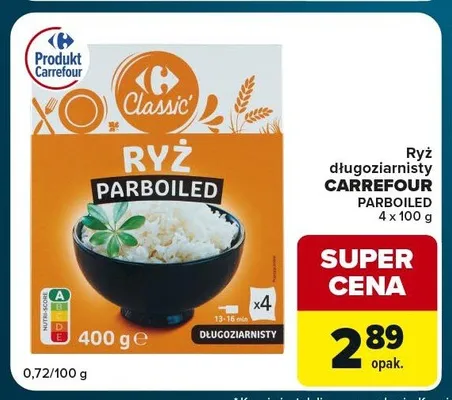 Ryż długoziarnisty parboiled Carrefour Classic 4-pak promocja w Globi