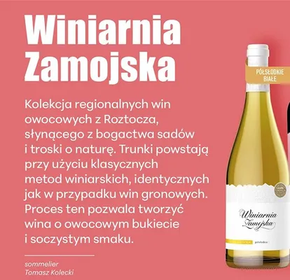 Wino Winiarnia Zamojska półsłodkie białe promocja w Biedronka