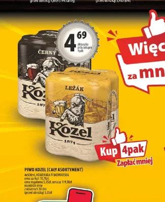 Piwo Kozel Černý 4-pak 500ml promocja w Arhelan