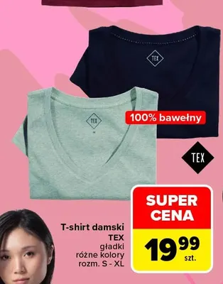 T-shirt damski gładki TEX promocja w Carrefour