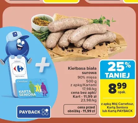 Kiełbasa biała surowa promocja w Carrefour