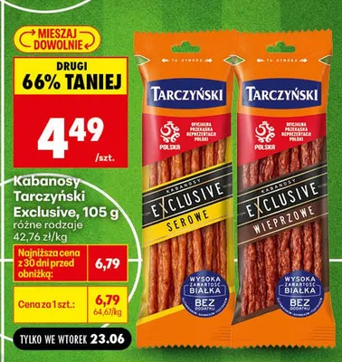 Kabanosy Tarczyński Exclusive wieprzowe promocja w Biedronka