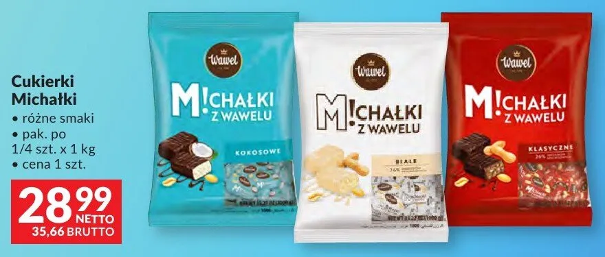 Cukierki Michałki różne smaki Wawel promocja w Makro
