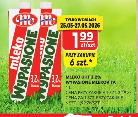 Mleko UHT 3,2% Wypasione Mlekovita promocja w Top Market