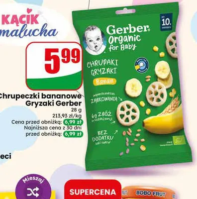 Chrupeczki bananowe Gryzaki Gerber promocja w Dino