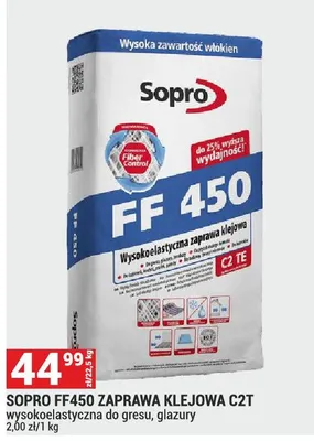 Zaprawa SOPRO FF450 ZAPRAWA KLEJOWA C2T wysokoelastyczna do gresu, glazury promocja w Merkury Market