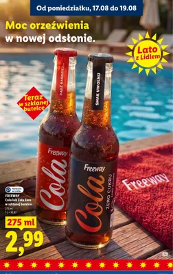 Napój gazowany Freeway Cola Zero w szklanej butelce promocja w Lidl