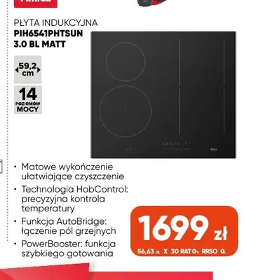 Płyta indukcyjna PIH6541PHTSUN 3,0 Bl Matt Amica promocja w Max Elektro