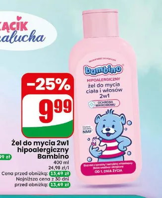 Żel do mycia 2w1 hipoalergiczny Bambino promocja w Dino