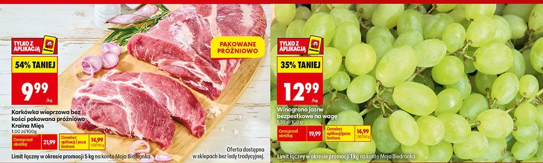 Winogrono jasne bezpestkowe na wagę promocja w Biedronka