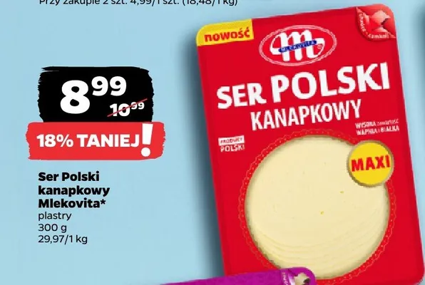 Ser Polski kanapkowy plastry Mlekovita promocja w Netto