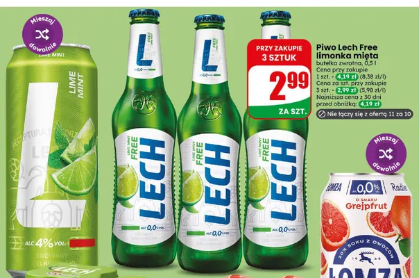 Piwo bezalkoholowe Lech limonka mięta promocja w Dino