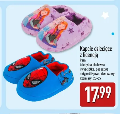 Kapcie dziecięce z licencją promocja w Aldi
