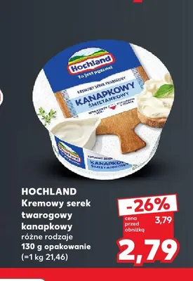 Kremowy serek twarogowy kanapkowy Hochland promocja w Kaufland